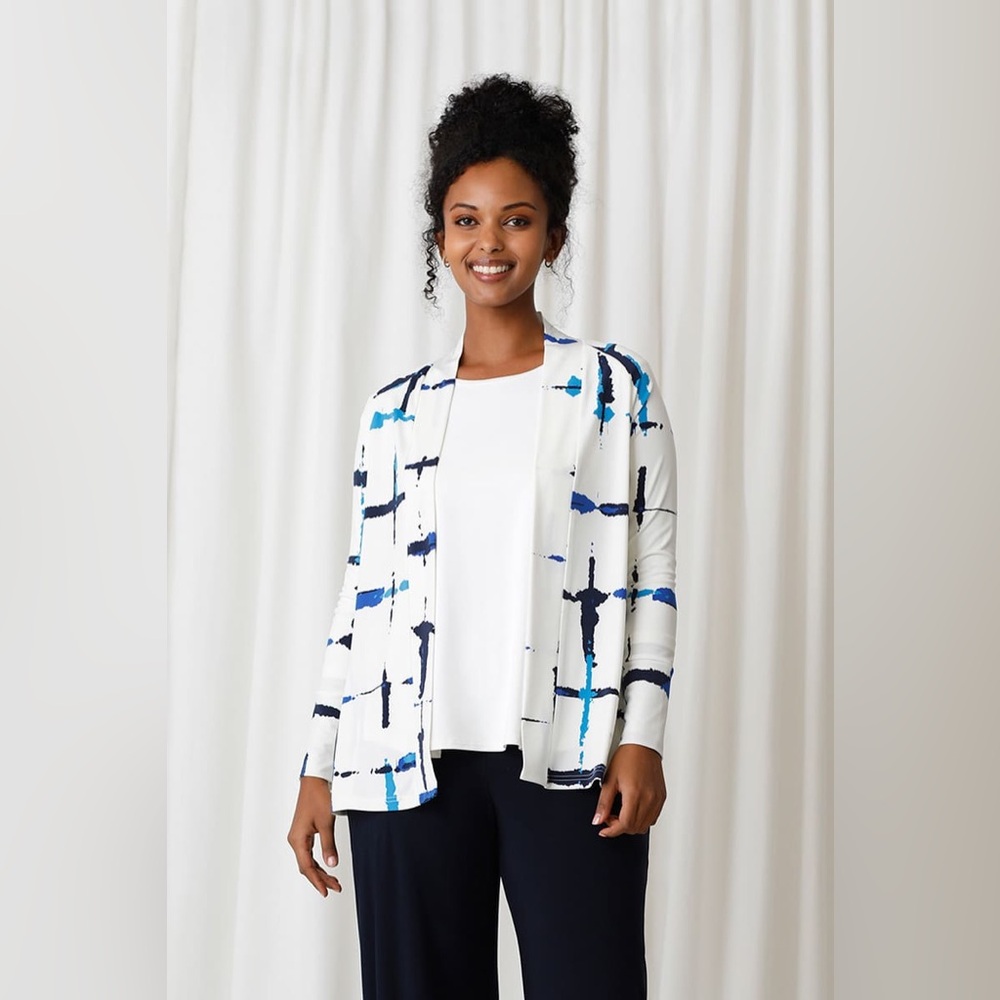 Sympli Everyday Cardigan  ‘Ocean Lines’